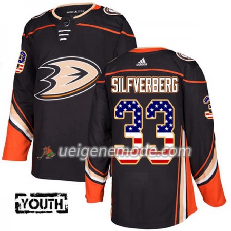 Kinder Eishockey Anaheim Ducks Trikot Jakob Silfverberg 33 Adidas 2017-2018 Schwarz USA Flag Fashion Authentic
